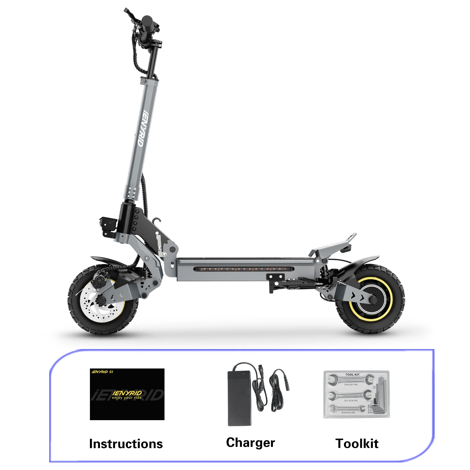 Ienyrid Ie-S1 Electric Scooter for Adult 48V15Ah Battery Auto Cruise Control System 10" Tire
