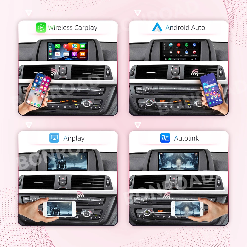 BONROAD Wireless CarPlay Android Auto Module for BMW 5 7 Series F10 F11 F07 GT F01 F02 F03 F04 X3 X4 F25 F26 With Mirror Link