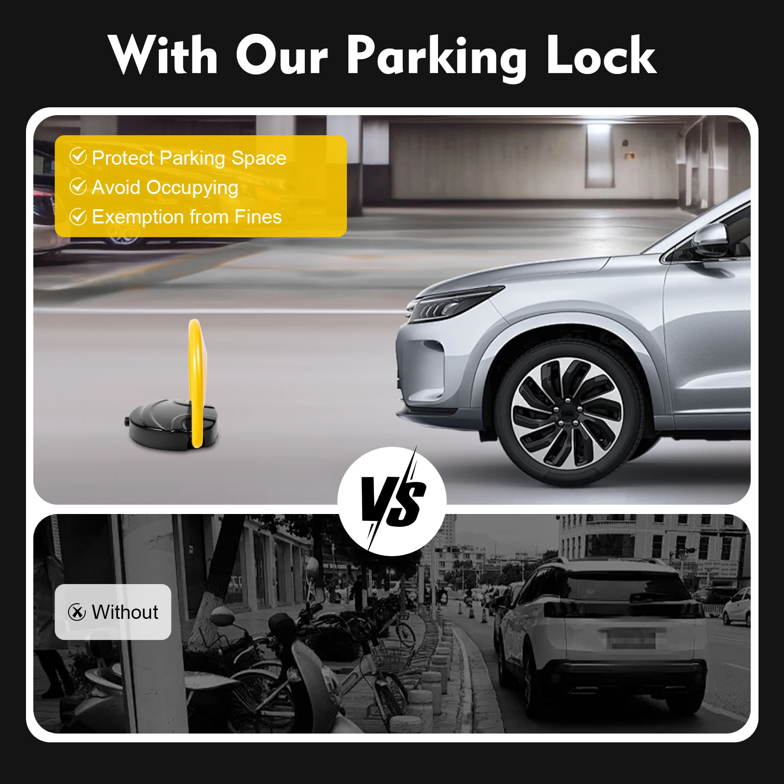 Intelligent Parking Lock with Remote Control 180° Foldable Barrier Auto Sensor Anti-collision Waterproof Lock