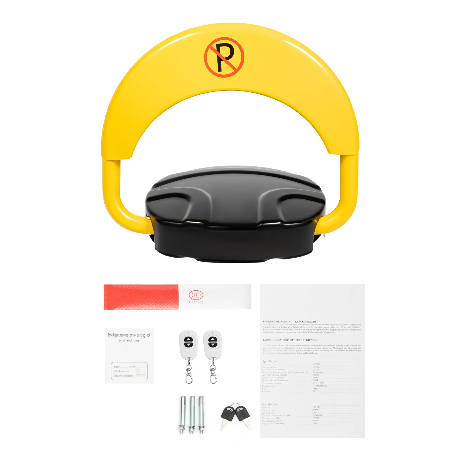 Intelligent Parking Lock with Remote Control 180° Foldable Barrier Auto Sensor Anti-collision Waterproof Lock