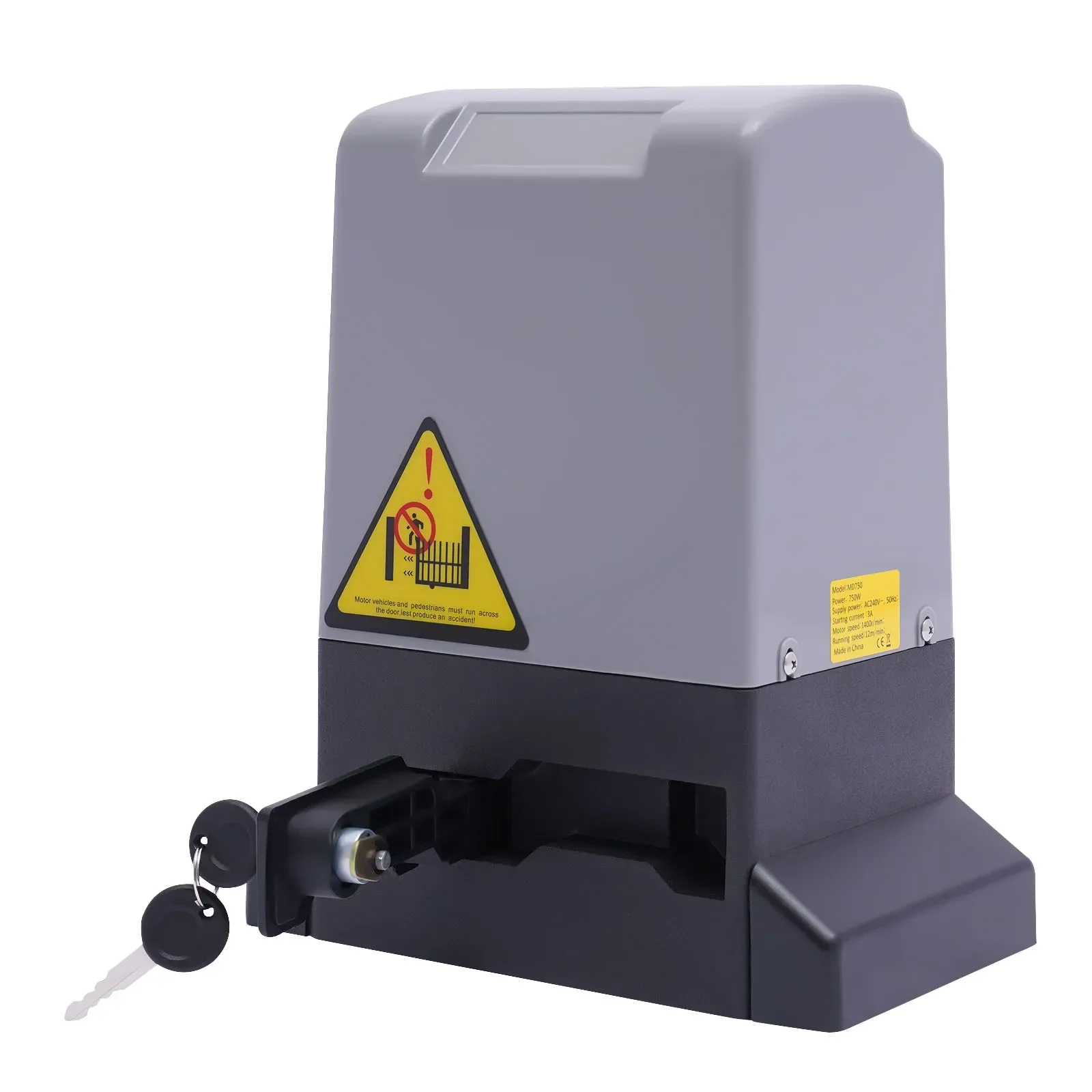 750W 1600KG Automatic Electric Slide Gate Opener Operator Sliding Door Motor with Remote Control & 6m Gear Rack Rail KIT