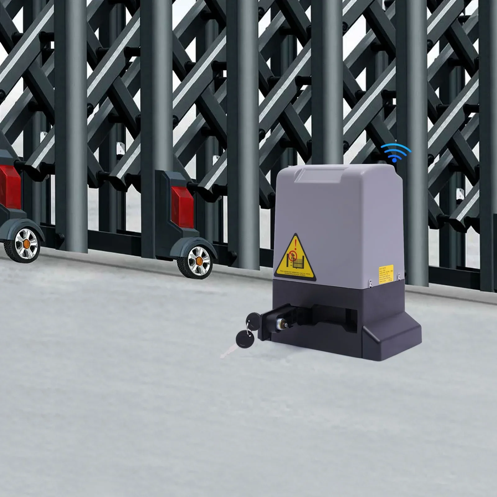 750W 1600KG Automatic Electric Slide Gate Opener Operator Sliding Door Motor with Remote Control & 6m Gear Rack Rail KIT