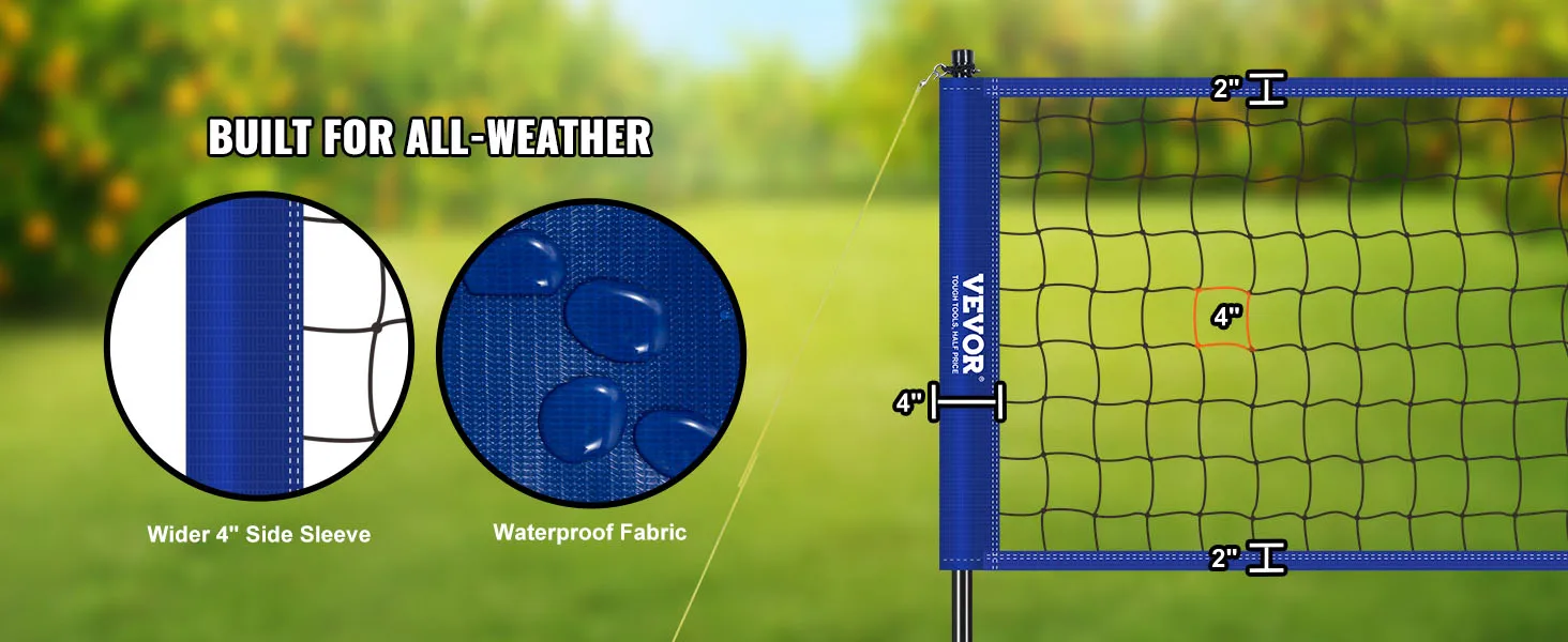 SucceBuy Outdoor Volleyball Net System Adjustable Height Steel Poles with PVC Volleyball Pump Carrying Bag for Beach Lawn