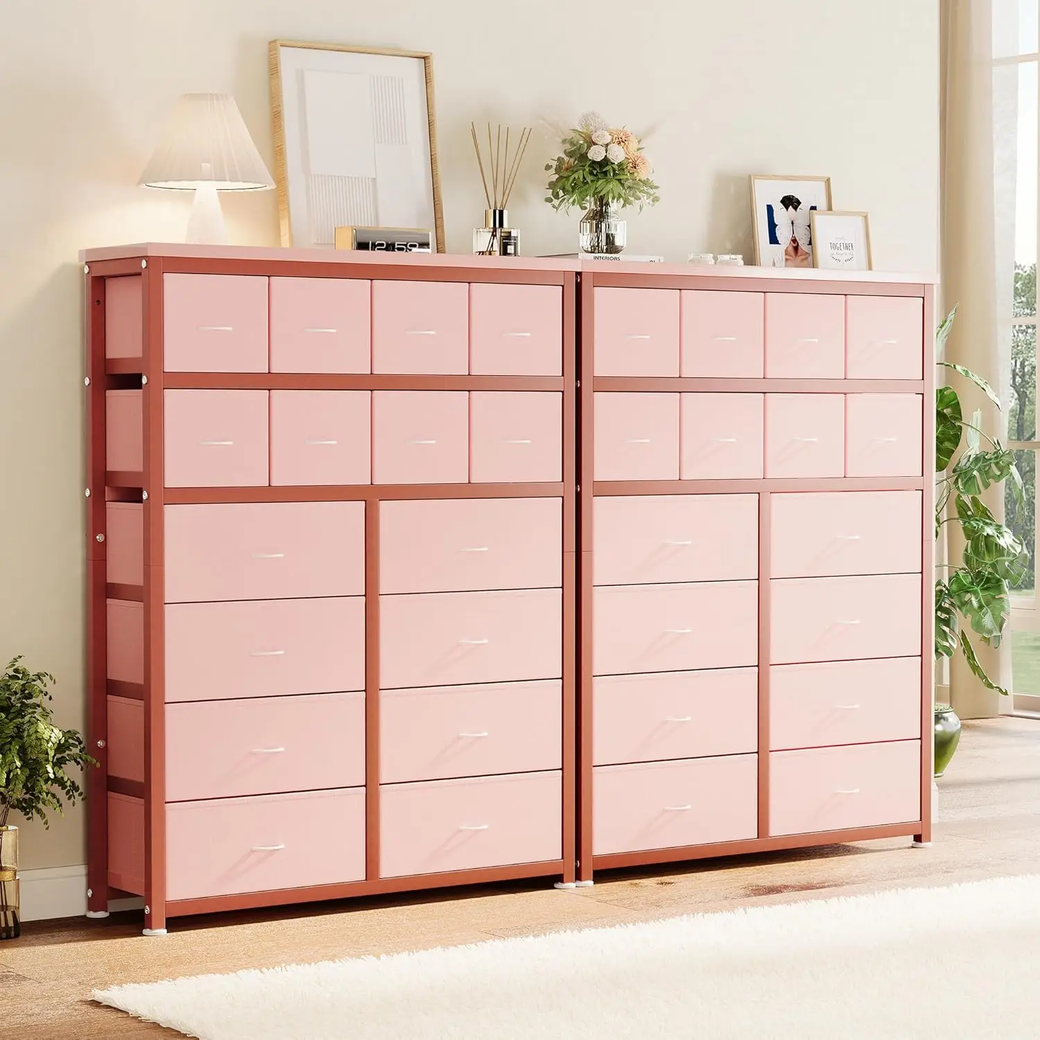 Dresser for Bedroom with 16 Drawer, Dressers & Chests of Drawers, Tall Dresser for Bedroom, Dresser Organizer with Fabric Bins
