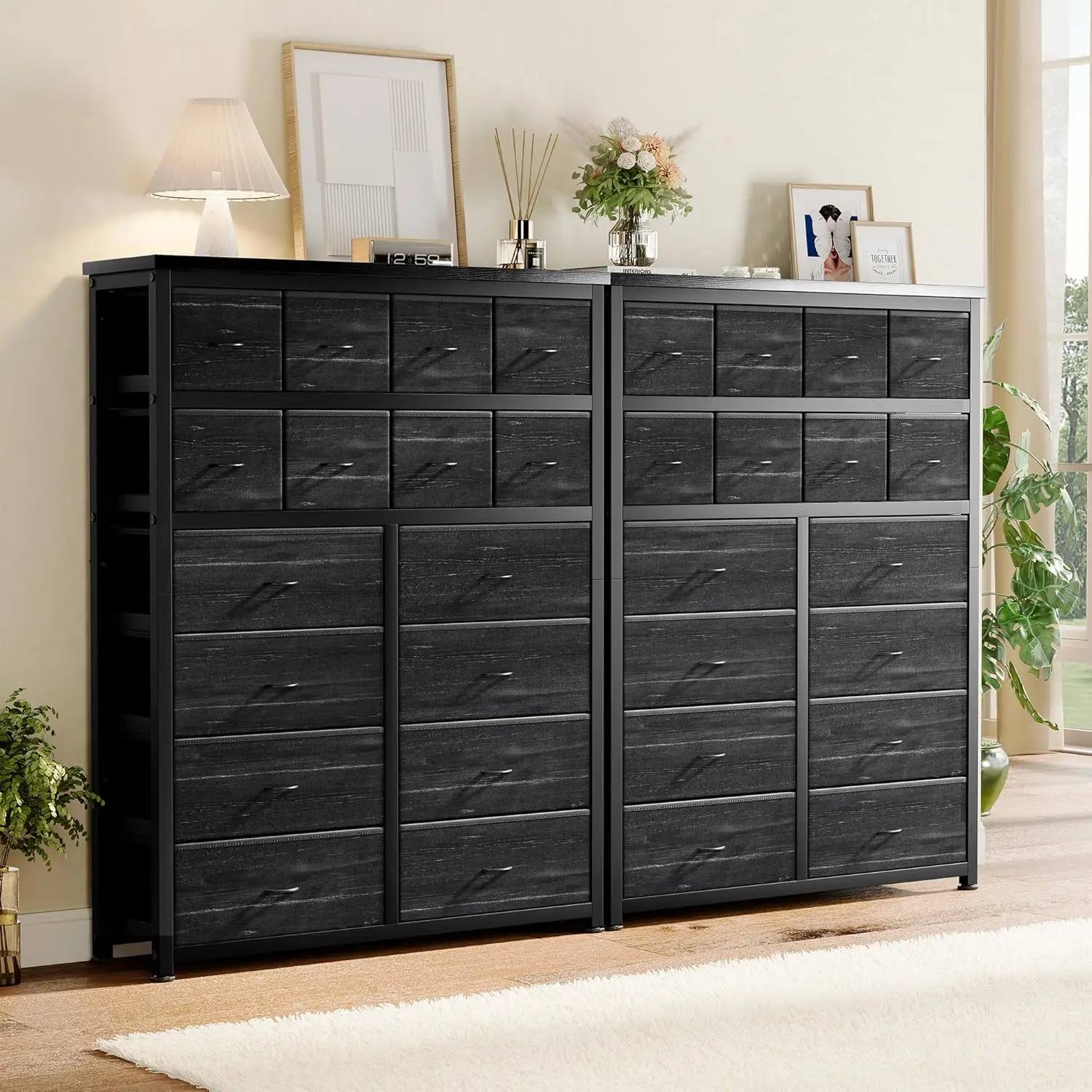 Dresser for Bedroom with 16 Drawer, Dressers & Chests of Drawers, Tall Dresser for Bedroom, Dresser Organizer with Fabric Bins