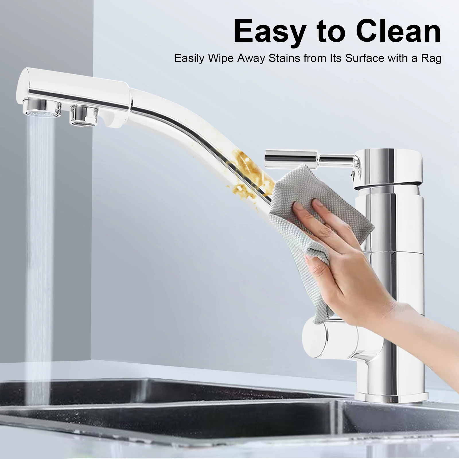 304 Stainless Steel Sink Double Open Hot and Cold Rotating Multi-function Washbasin Faucet