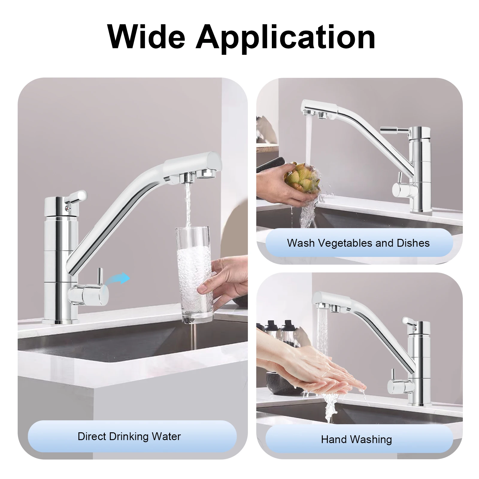 304 Stainless Steel Sink Double Open Hot and Cold Rotating Multi-function Washbasin Faucet