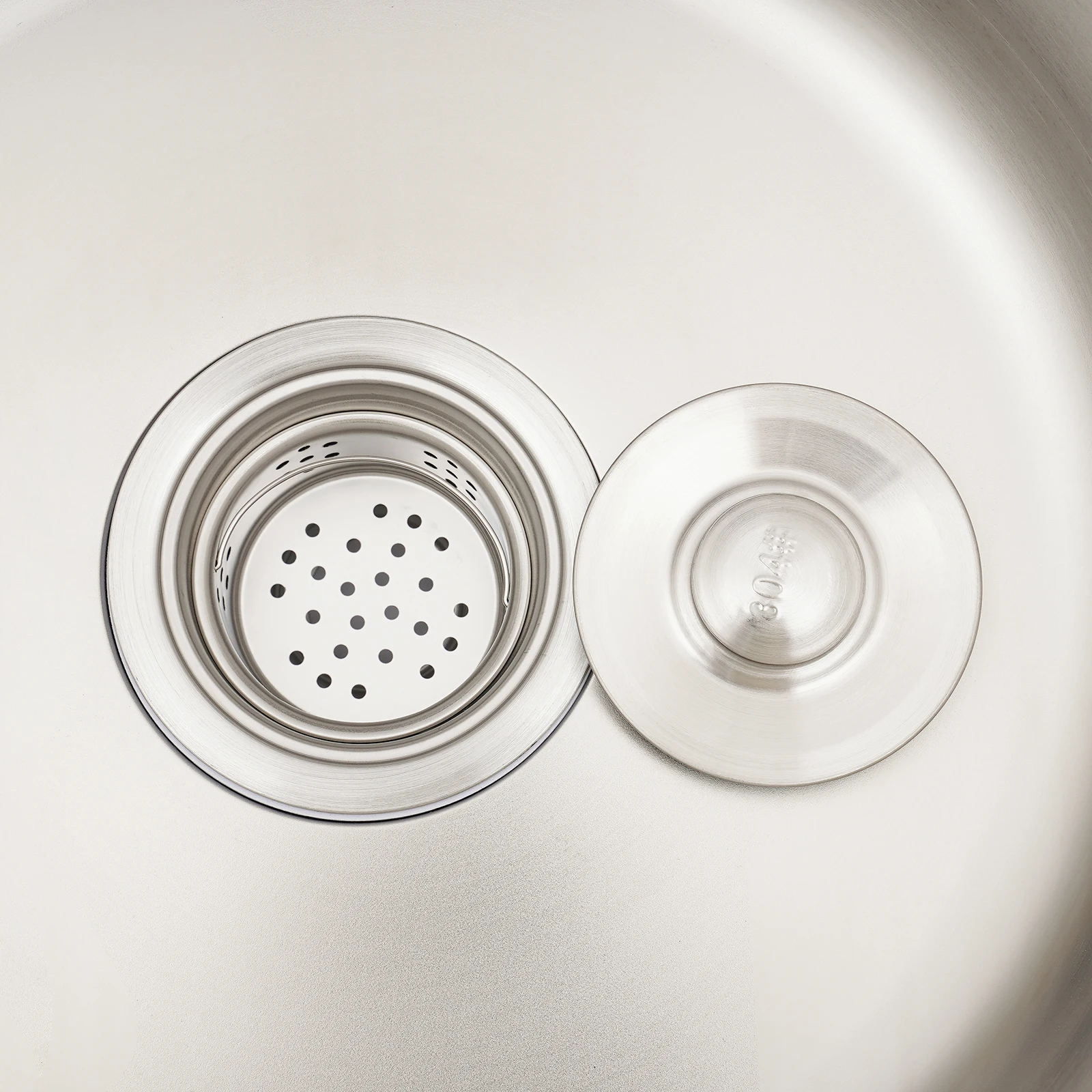 41cm Round Kitchen Sink 304 Stainless Steel, 19cm Deep Undermount Single Bowl Sink with Drain Pipe for RV Bar Cafe Home