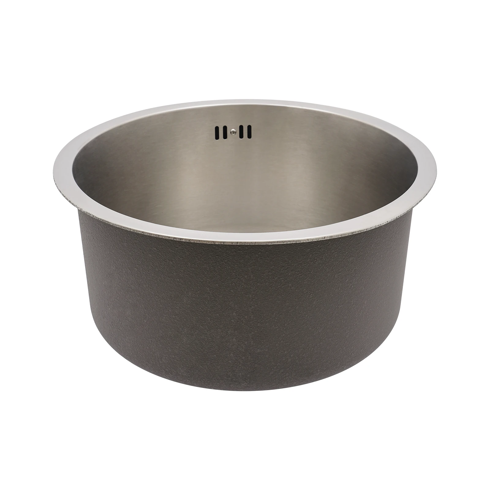 41cm Round Kitchen Sink 304 Stainless Steel, 19cm Deep Undermount Single Bowl Sink with Drain Pipe for RV Bar Cafe Home