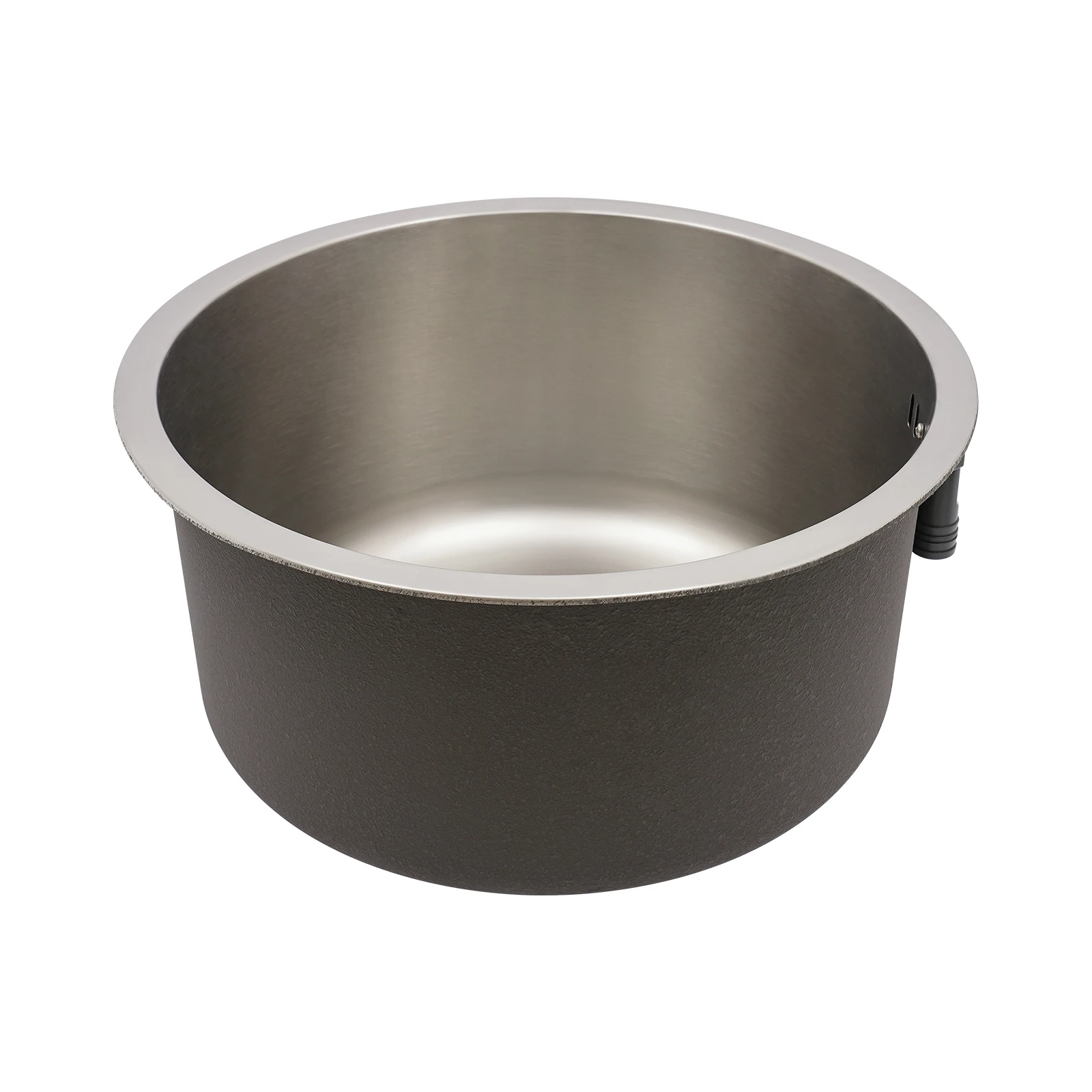 41cm Round Kitchen Sink 304 Stainless Steel, 19cm Deep Undermount Single Bowl Sink with Drain Pipe for RV Bar Cafe Home