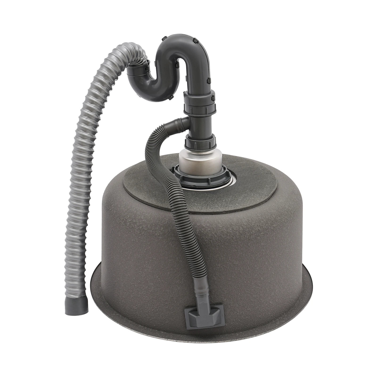 41cm Round Kitchen Sink 304 Stainless Steel, 19cm Deep Undermount Single Bowl Sink with Drain Pipe for RV Bar Cafe Home