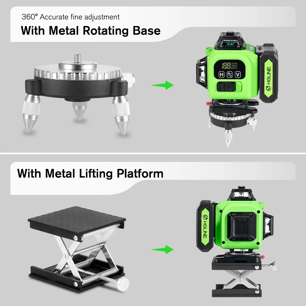 HGLINE 16 Lines 4D Laser Level Professional Construction Laser Tool APP Remote Control 360° Horizontal Vertical Leveling Machin