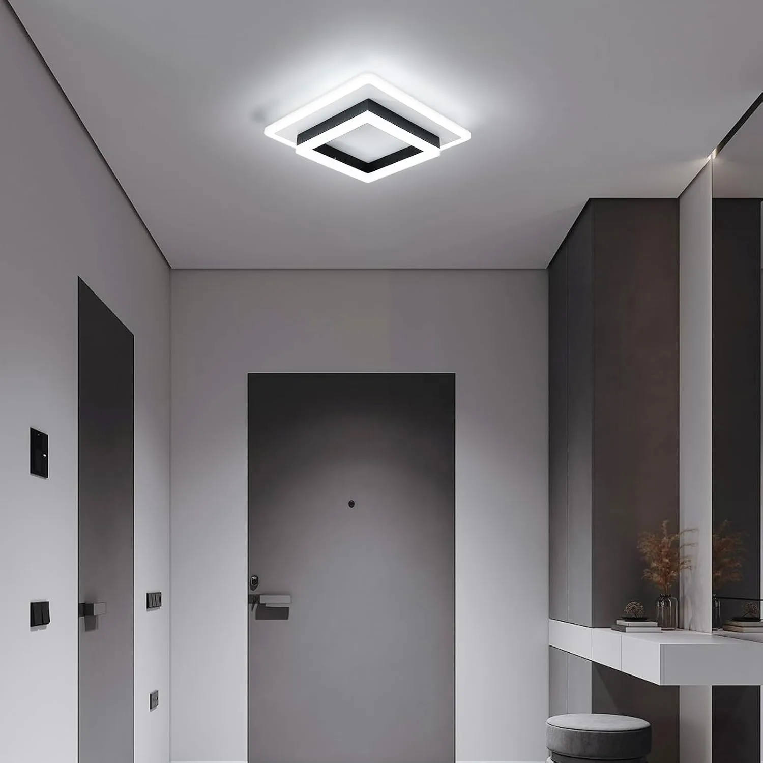 Square Acrylic  Ceiling Light Modern LED Ceiling Lamp,White 6500K LED Ceiling Lights for Bedroom Office Kitchen Living Room