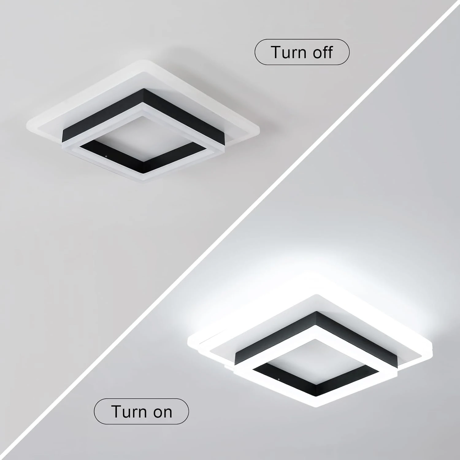 Square Acrylic  Ceiling Light Modern LED Ceiling Lamp,White 6500K LED Ceiling Lights for Bedroom Office Kitchen Living Room