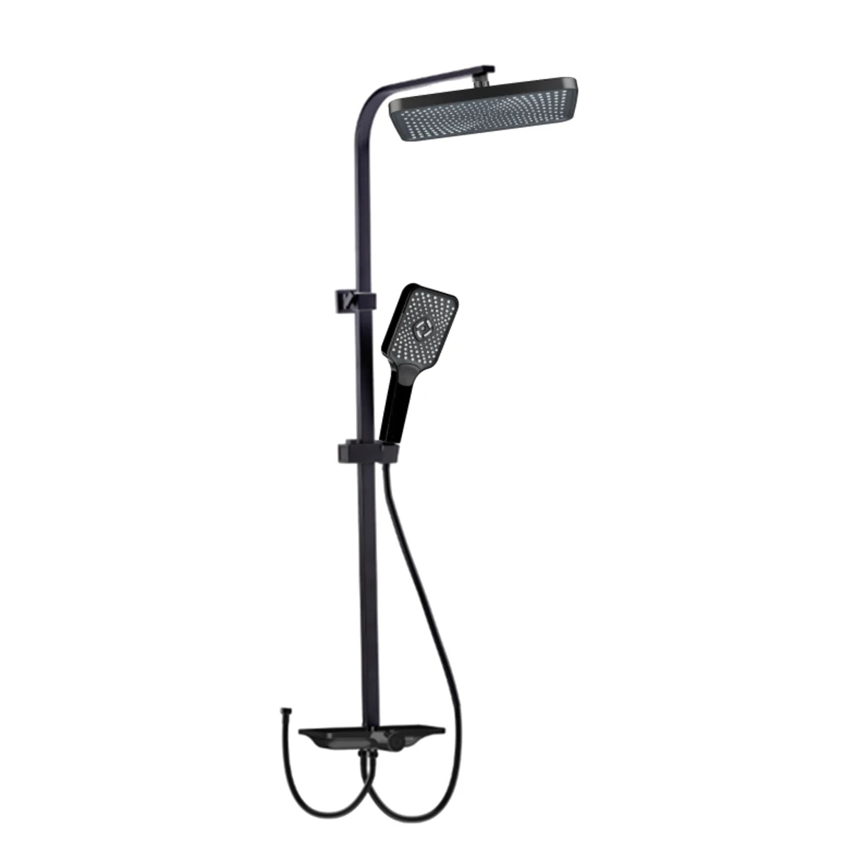 EU Standard Bathroom B21405 Square Overhead Shower + Square Handheld Set Stainless Steel 201 Pipe Fittings,3 Section