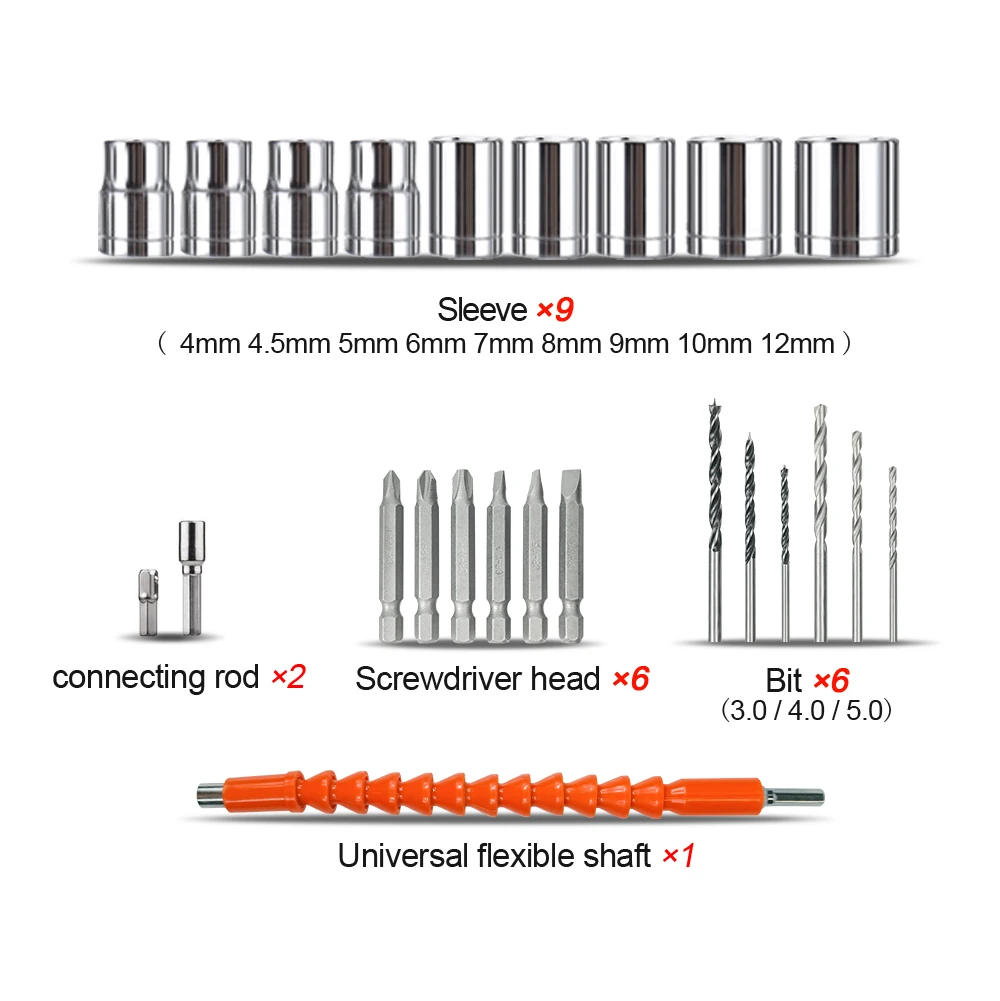 Kamolee 13MM Brushless Electric Impact Drill Set, including Accessories, Cordless Screwdriver, Lithium Battery Hand Drill