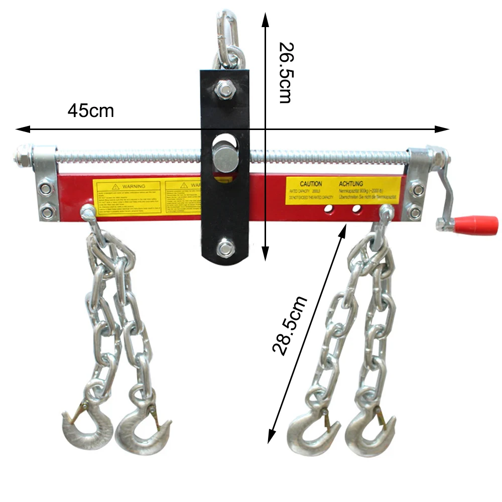 Engine Balancer Engine Load Leveler With Adjustable Crank Handle 4 Chains 900kg Capacity For Auto Engine Repair Workshop