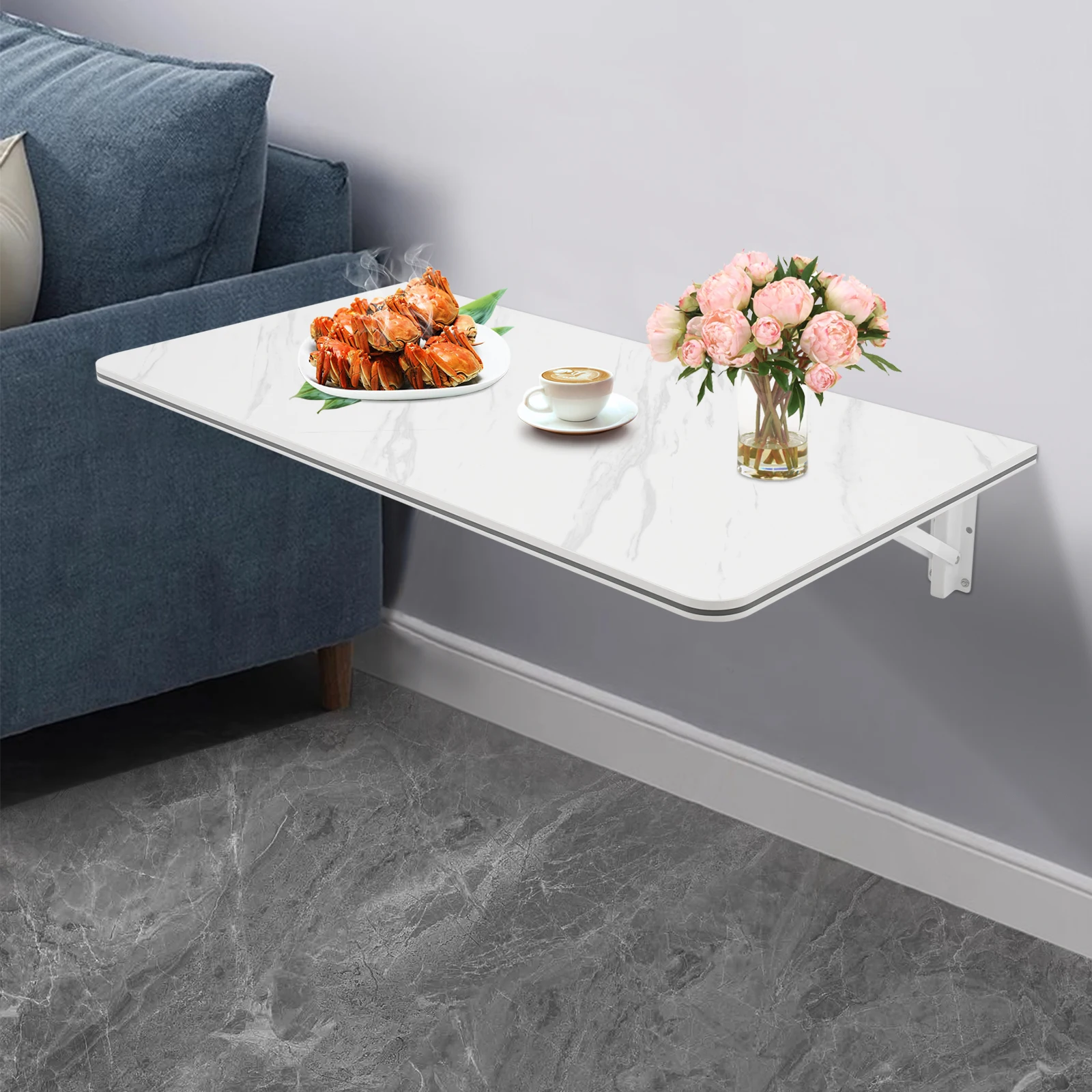 Rust-Proof Wall-Mounted Folding Table Easy to Clean Wall Mounted Folding Table for Bedroom/Living Room/Study/Kitchen