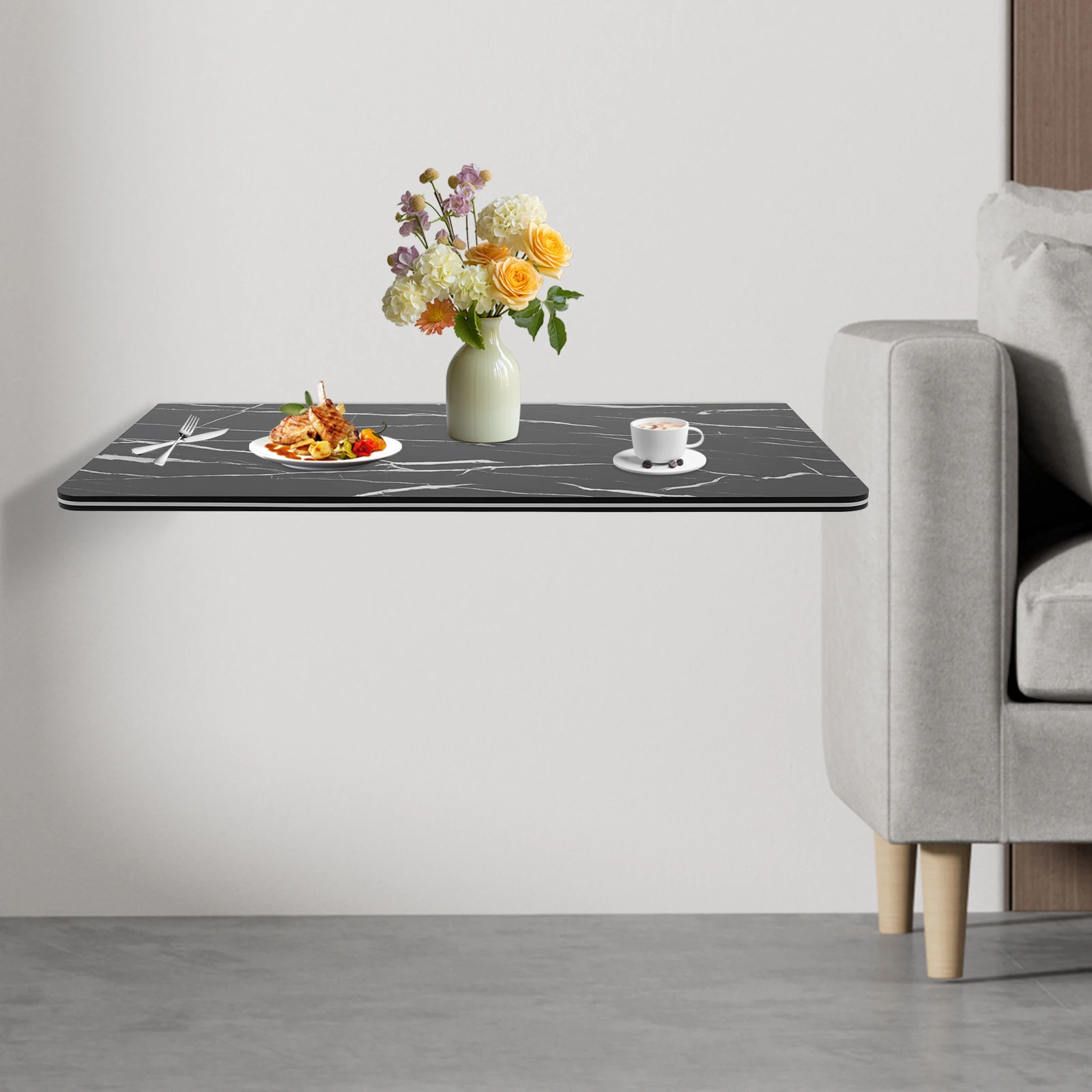 Rust-Proof Wall-Mounted Folding Table Easy to Clean Wall Mounted Folding Table for Bedroom/Living Room/Study/Kitchen
