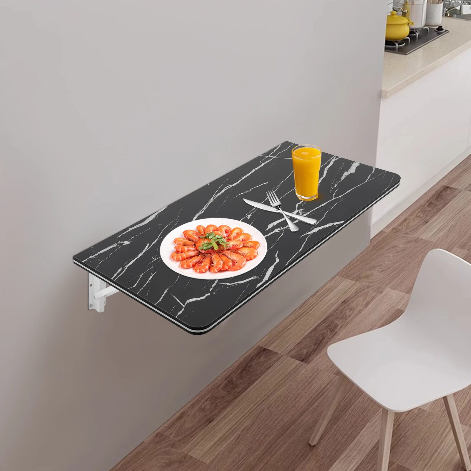 Rust-Proof Wall-Mounted Folding Table Easy to Clean Wall Mounted Folding Table for Bedroom/Living Room/Study/Kitchen