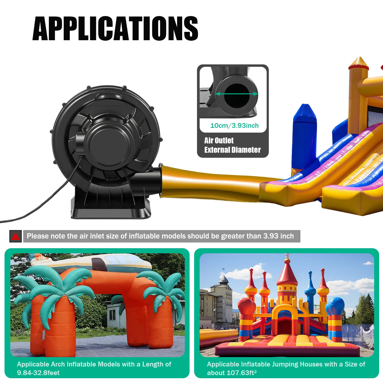Inflatable Bouncy Castle Blower| Electric Air Blower| Continuous Pump Fan Blower| 370W