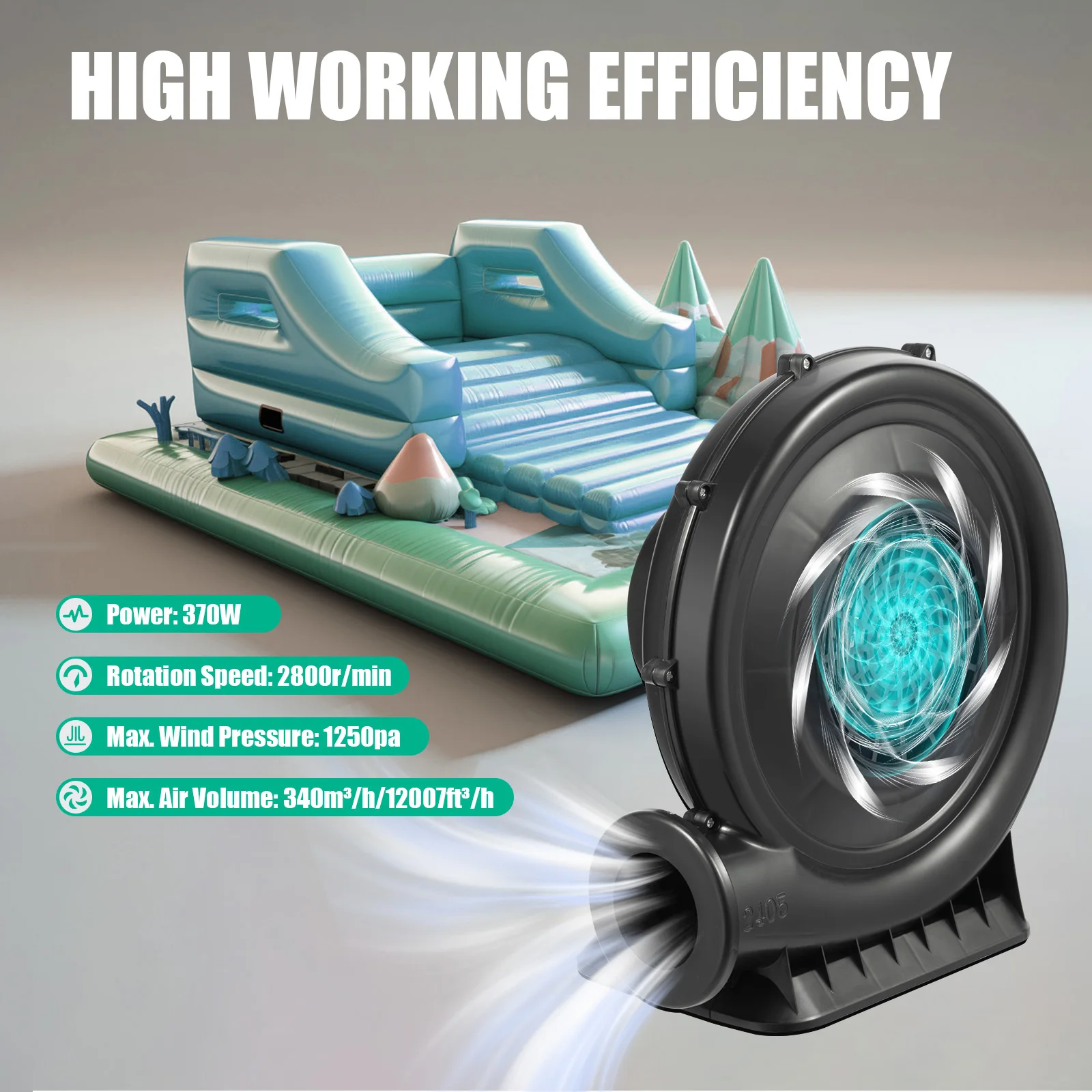 Inflatable Bouncy Castle Blower| Electric Air Blower| Continuous Pump Fan Blower| 370W