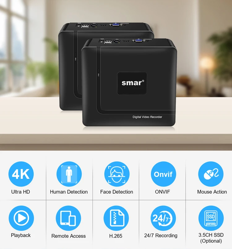 Smar H.265 CCTV NVR Face Detection 10CH 16CH 32CH 36CH Max 4K Output Security Video Recorder Motion Detect P2P Onvif XMEye APP