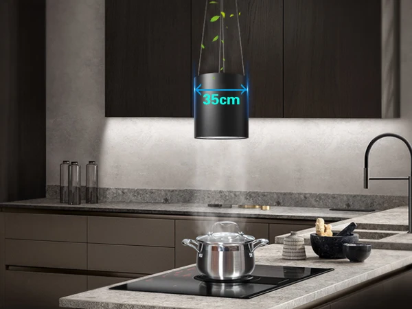 SNDOAS Recirculation 35 cm with 700 m³/h Suction 3 Power Level with Carbon Filter LED Bulb Island Hood Extractor Hood