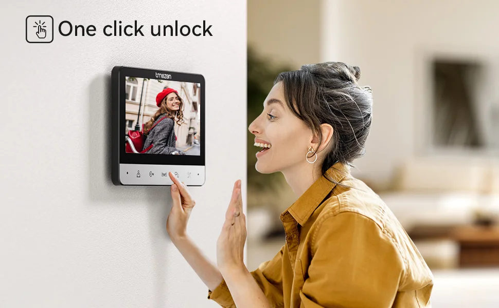 TMEZON Video Doorphone 4-Wire,Intercom with Doorbell, Doorphone with Camera,7" Color Display, 120° Wide View Camera