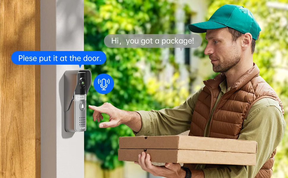 TMEZON Video Doorphone 4-Wire,Intercom with Doorbell, Doorphone with Camera,7" Color Display, 120° Wide View Camera
