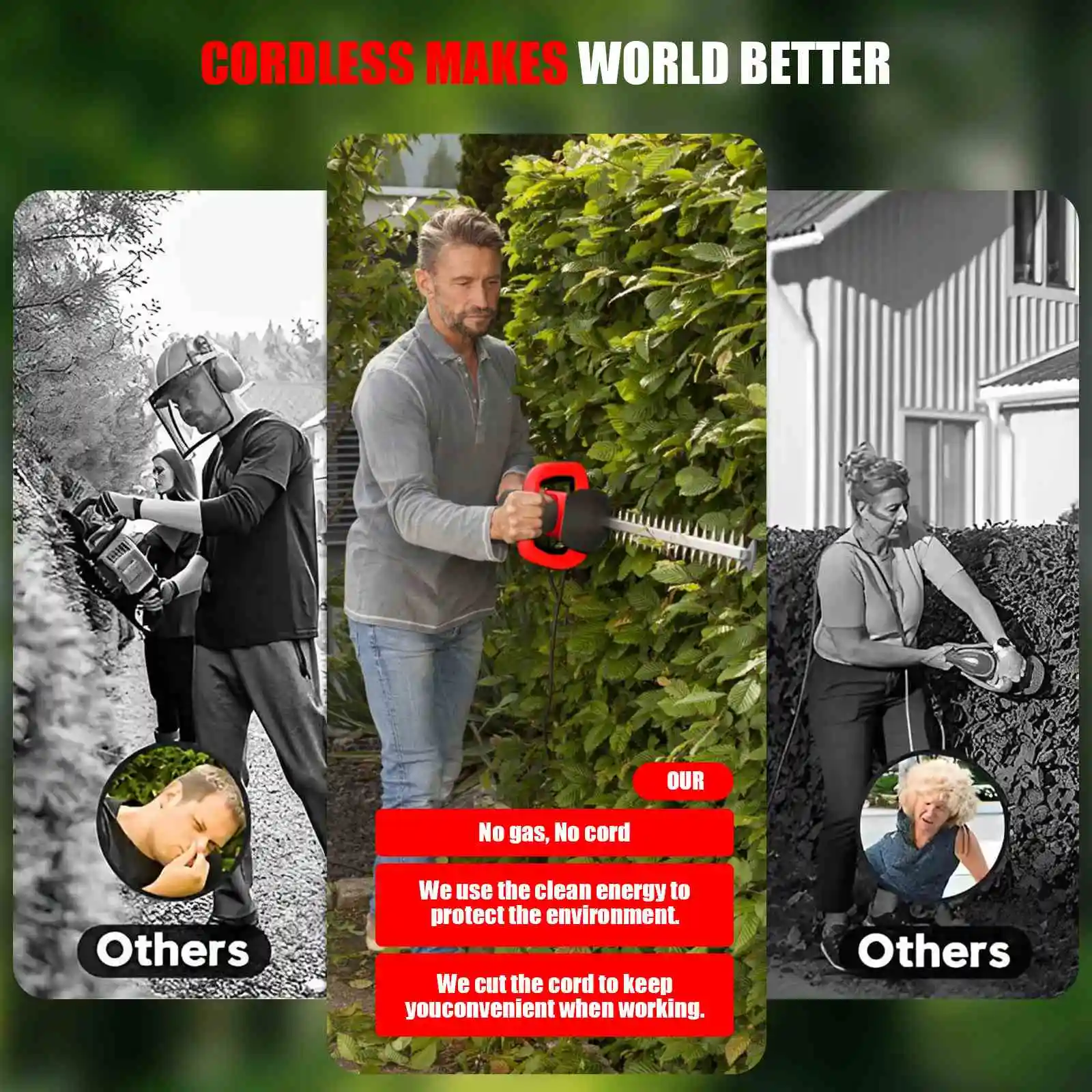 21V Cordless HDGE machine 22-inch electric machine hedge with mah battery and charger with double action blade 3/5 "baking