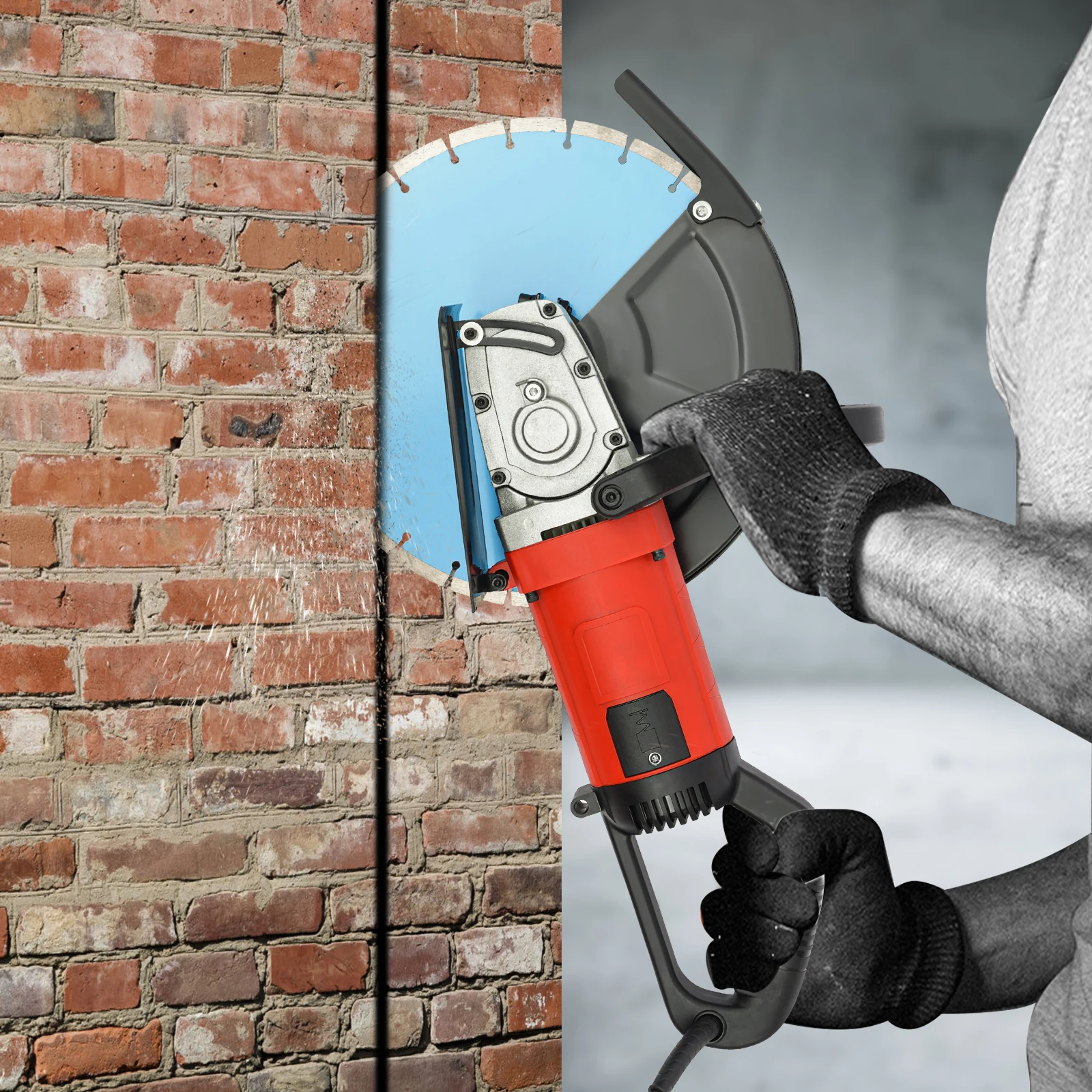 3500W Wall Saw 140mm Cutting Depth, Professional Concrete Saw Diamond Blade w/ Water Cooling for Concrete Slotting