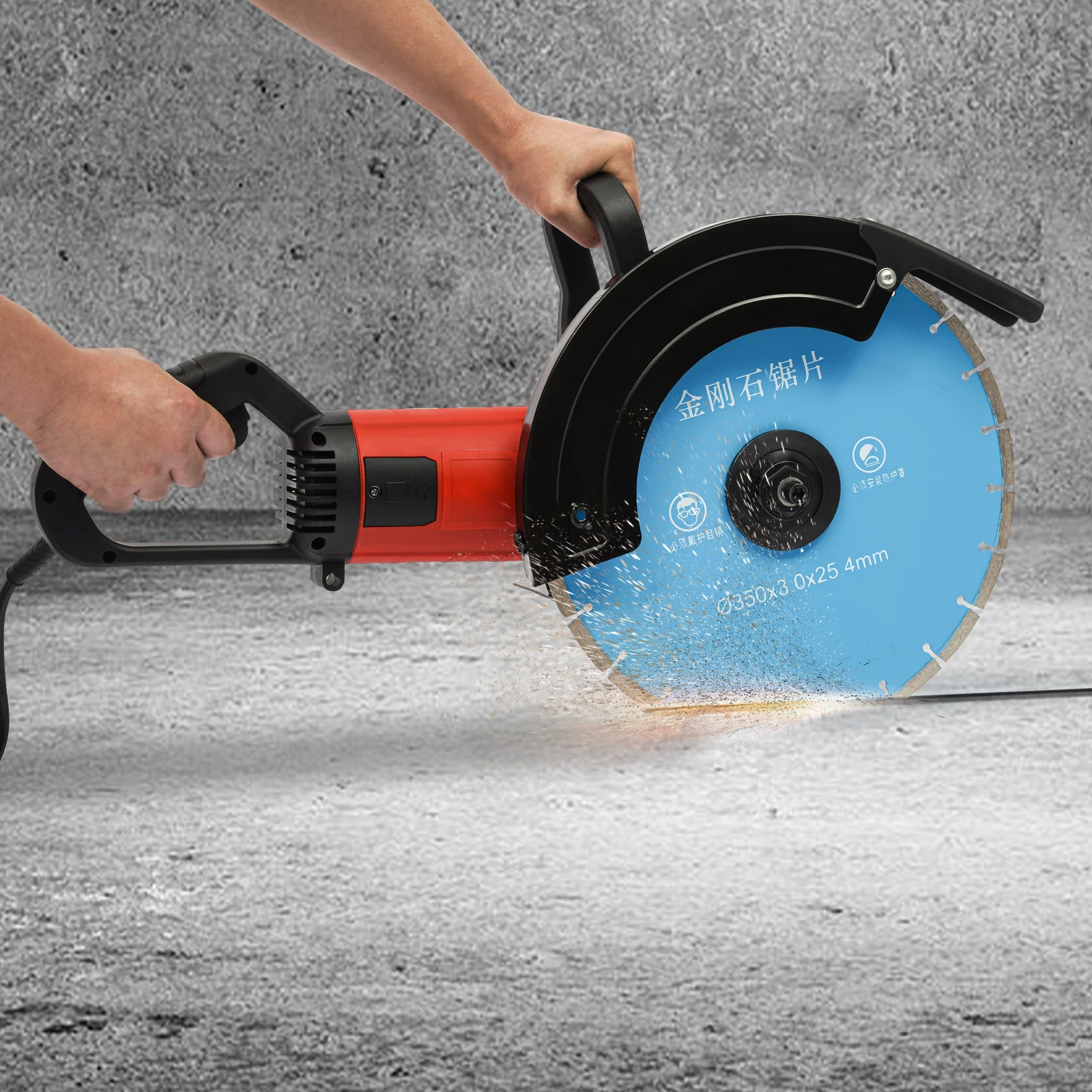 3500W Wall Saw 140mm Cutting Depth, Professional Concrete Saw Diamond Blade w/ Water Cooling for Concrete Slotting