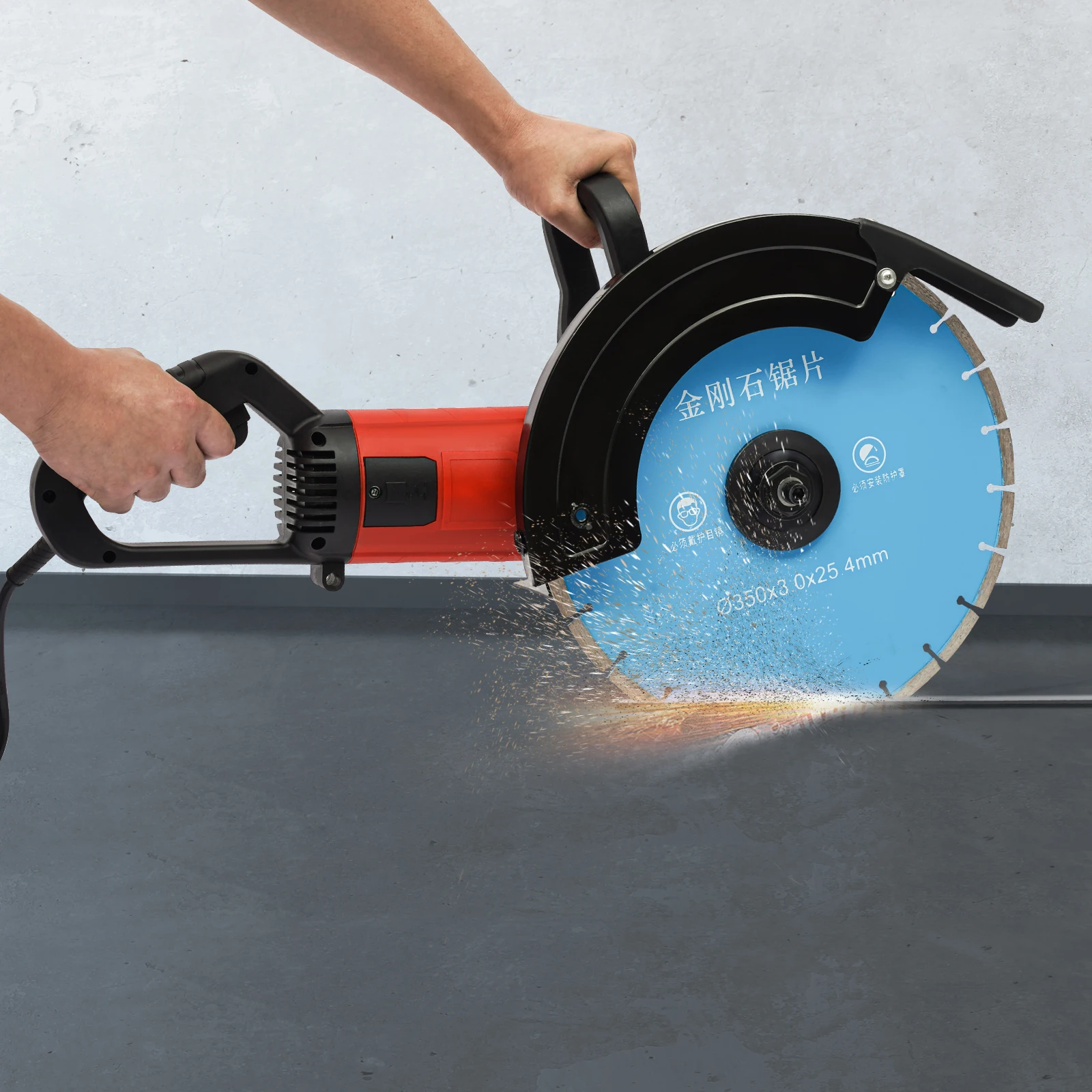 3500W Wall Saw 140mm Cutting Depth, Professional Concrete Saw Diamond Blade w/ Water Cooling for Concrete Slotting