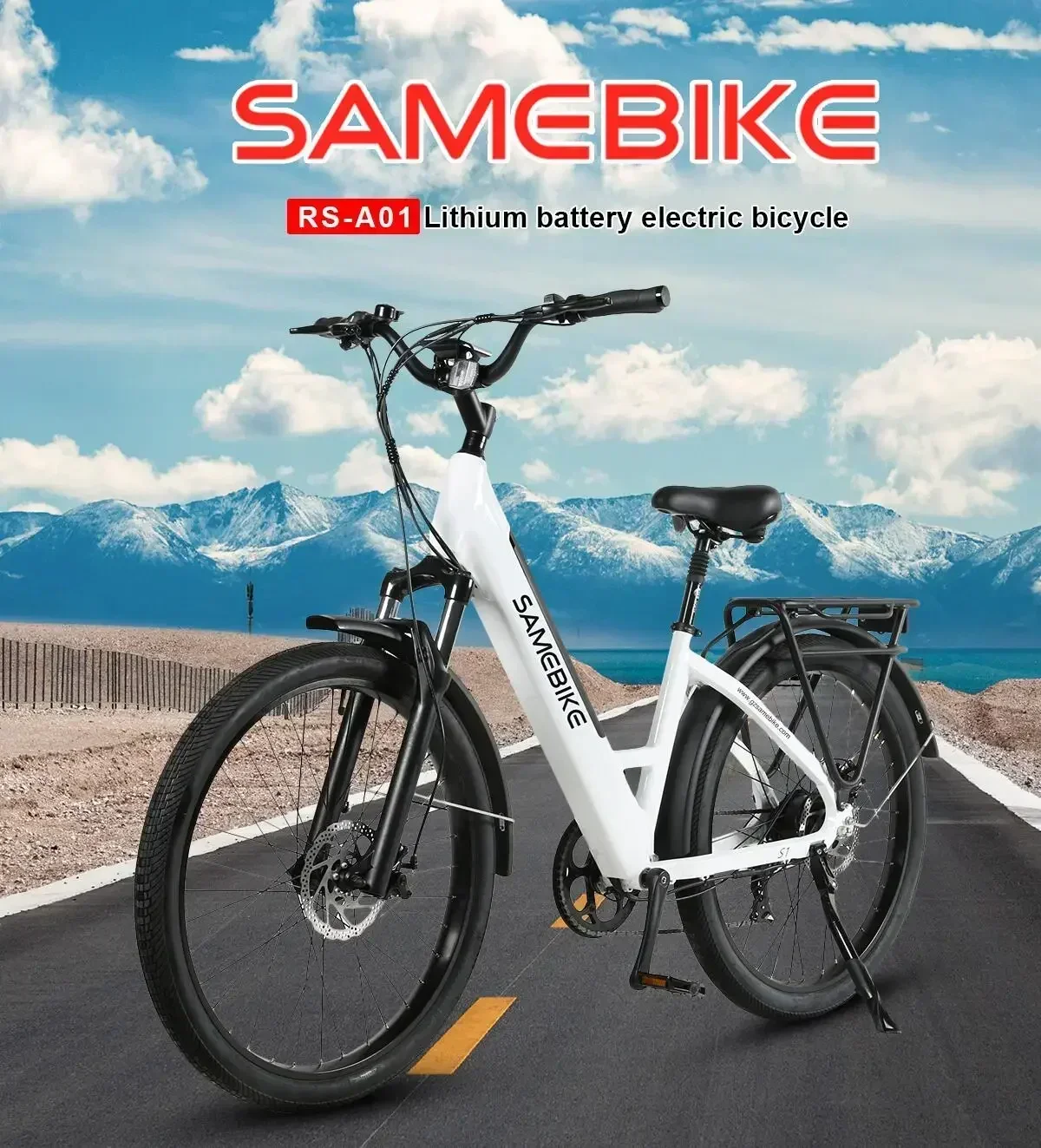 SAMEBIKE RS-A01 PLUS Electric Bike 750W 48V14AH Removable Lithium Battery City Adult Electric Bicycle 26inch Tire Mountain Ebike