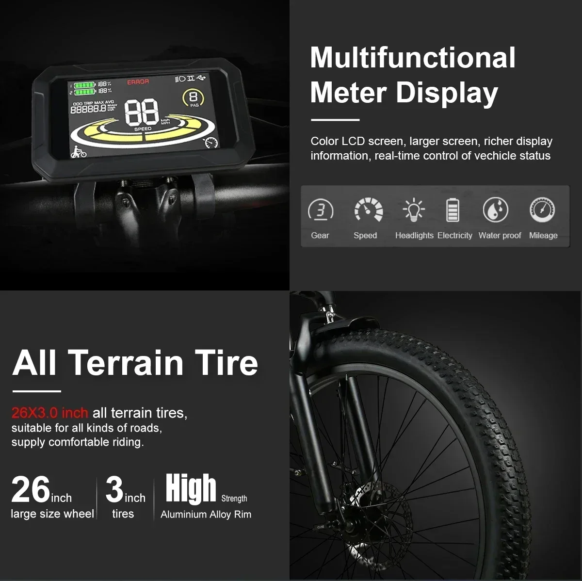 SAMEBIKE RS-A01 PLUS Electric Bike 750W 48V14AH Removable Lithium Battery City Adult Electric Bicycle 26inch Tire Mountain Ebike