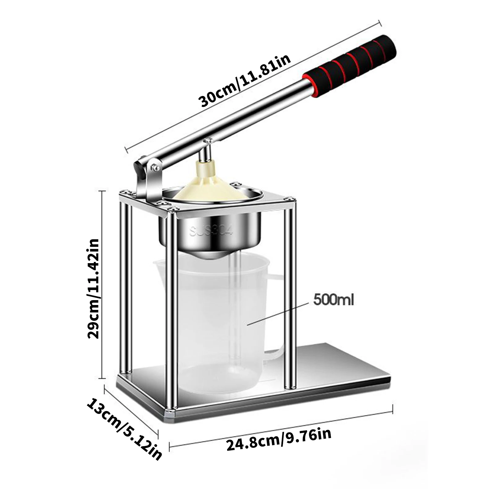 Manual Orange Squeezer 304 Stainless Steel Food Grade Minimalist Compact Ergonomic EVA Handle