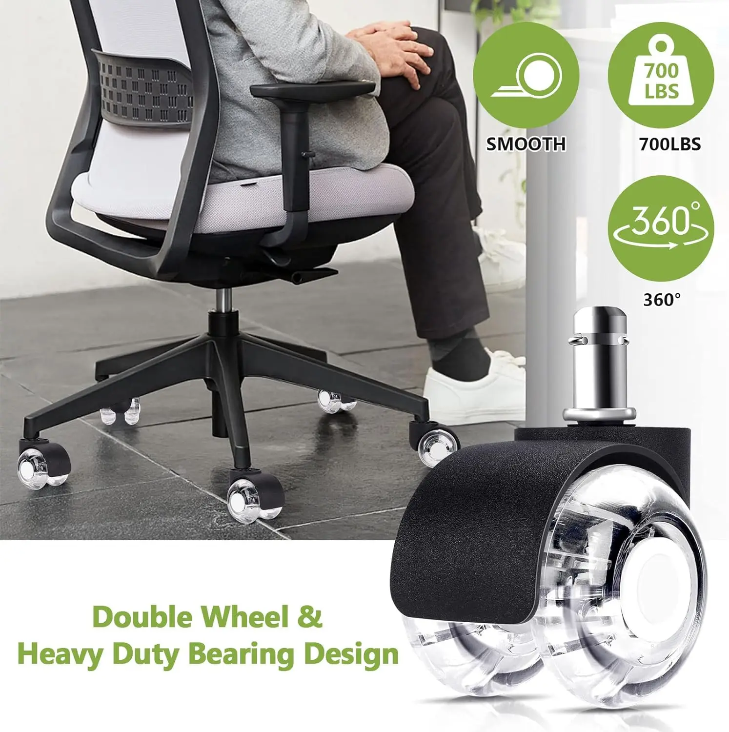 5PCS Office Chair Wheels for Parquet Wheels for Office Chair Universal Mute Wheel Office Chair Caster Silent and Safe