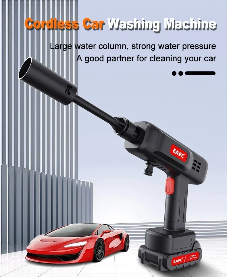 60Bar Cordless High Pressure Wash Washer 20000mAh Gun Auto Clean Foam Generator Water Gun Spray Cleaner Car Washing Machine
