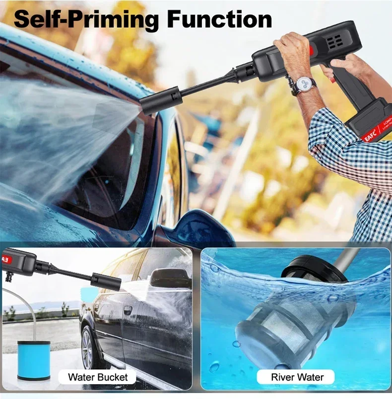 60Bar Cordless High Pressure Wash Washer 20000mAh Gun Auto Clean Foam Generator Water Gun Spray Cleaner Car Washing Machine