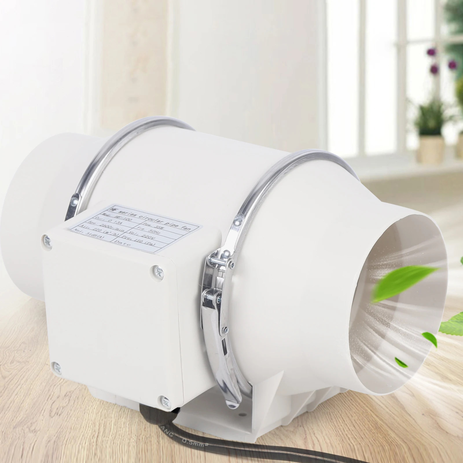 Duct Extractor Fan W/ Powerful Exhaust System 220 m³/h, Ball Bearing Duct Fan for Heating, Cooling and Widely Use