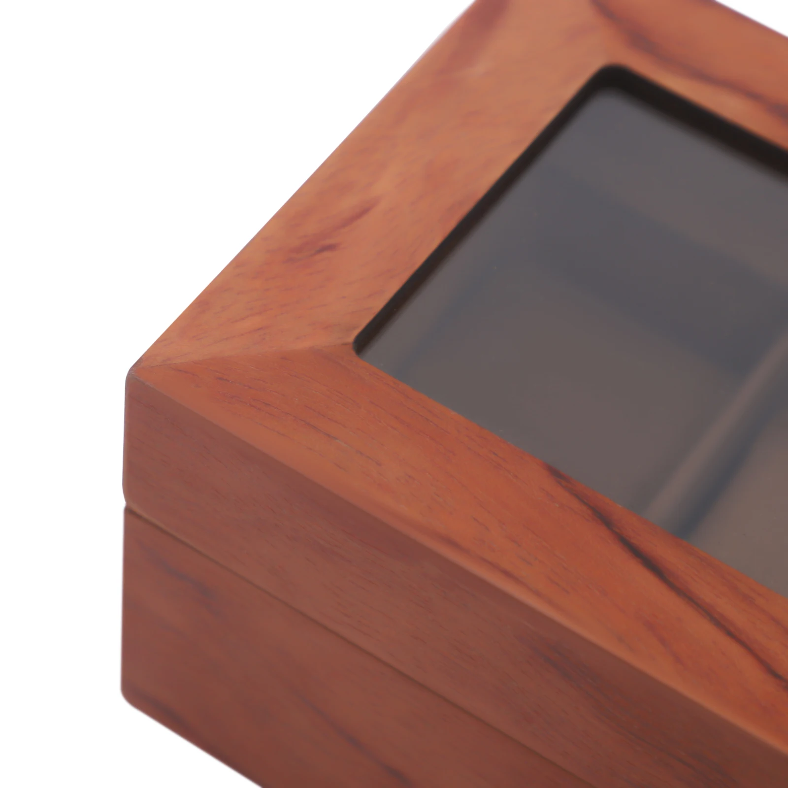 6-Slot Watch Box Organizer, MDF Glass Velvet Display Case W/Lock Vintage Clear Lid for Men Women Storage for Watches Jewelry