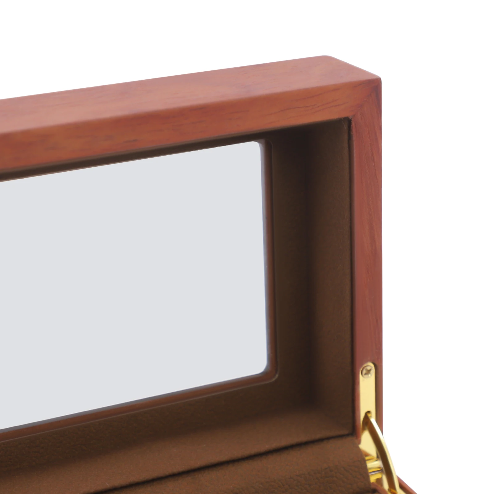 6-Slot Watch Box Organizer, MDF Glass Velvet Display Case W/Lock Vintage Clear Lid for Men Women Storage for Watches Jewelry