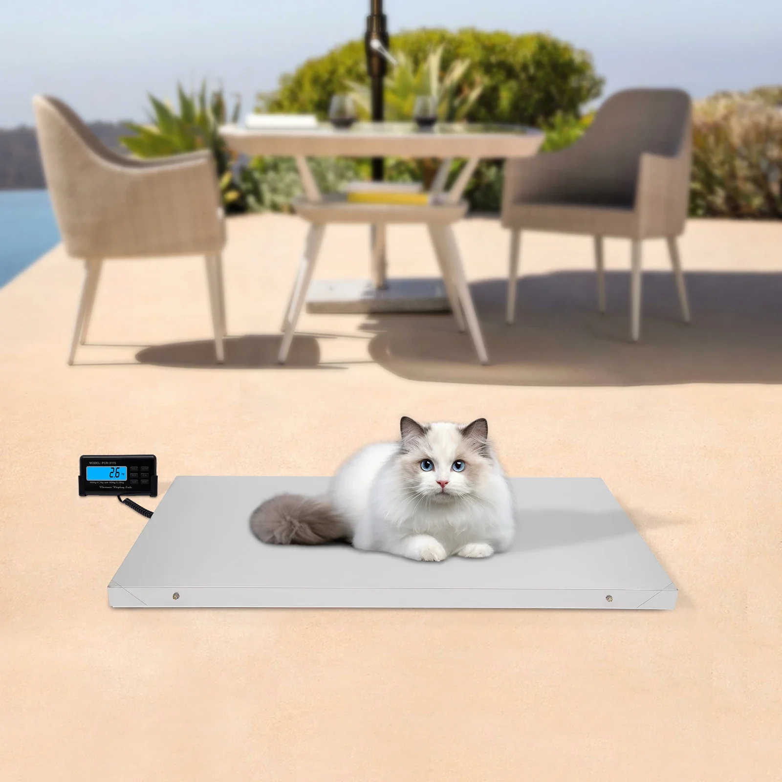 Pet Scales Digital Veterinary 300Kg Stainless Steel Large Robust Animal Three Weighing Units kg/lb/oz With Tare LCD Display