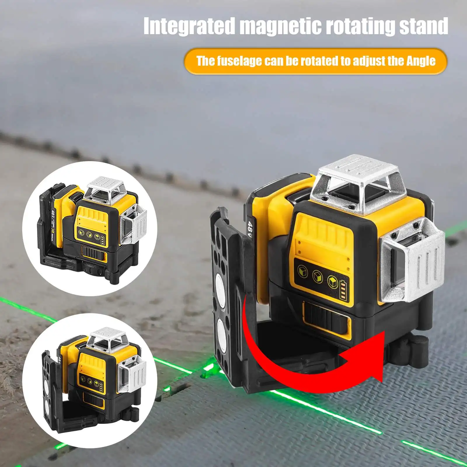 3D 12 Line 360 ° Self Leveling Green Laser Level With 12V Lithium Battery Horizontal And Vertical Professional Laser Level Tool