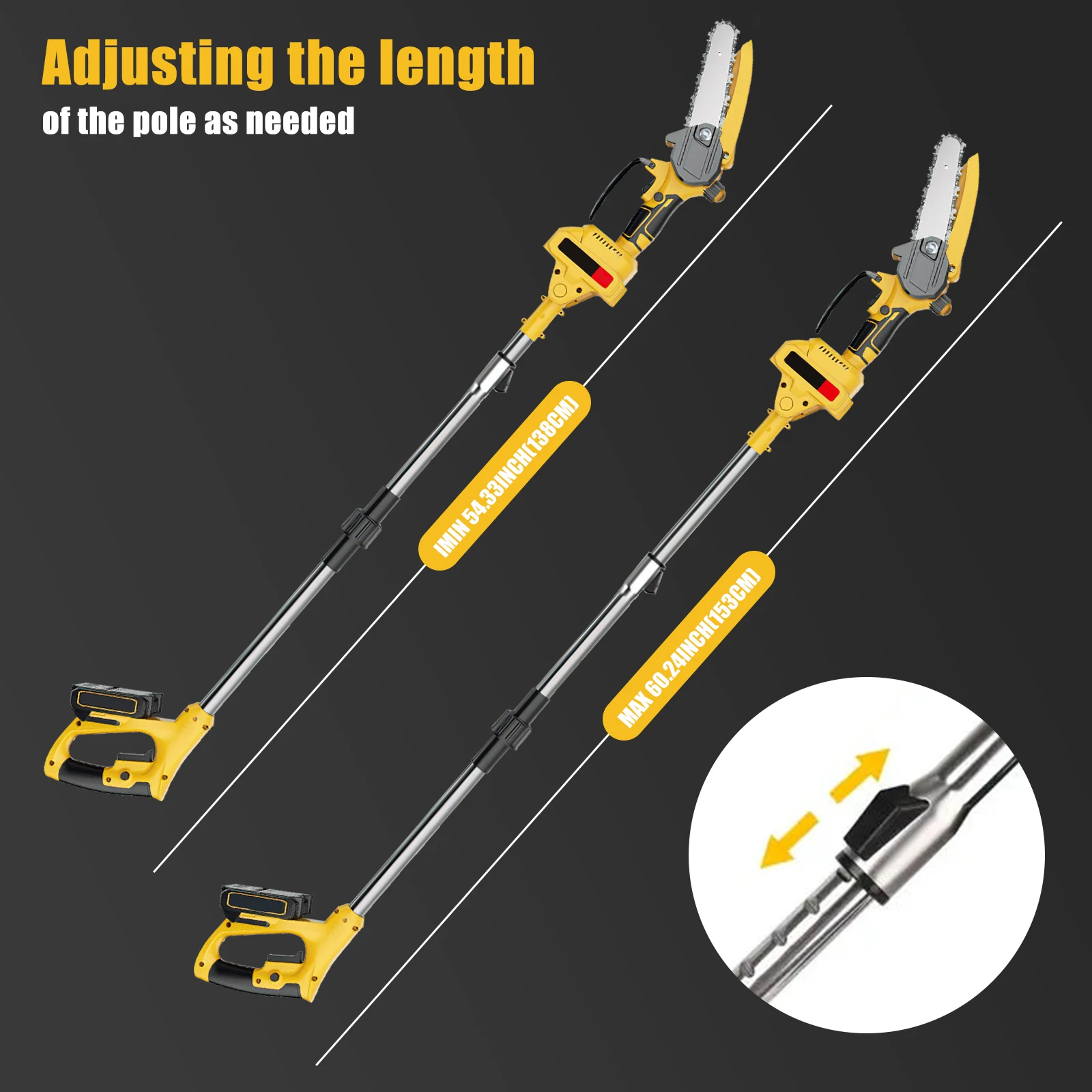 Brushless Telescoping Pole Electric Chainsaw High Branch Chain Saw Woodworking Garden Trimming Saw Power Tool For Makita 18V B