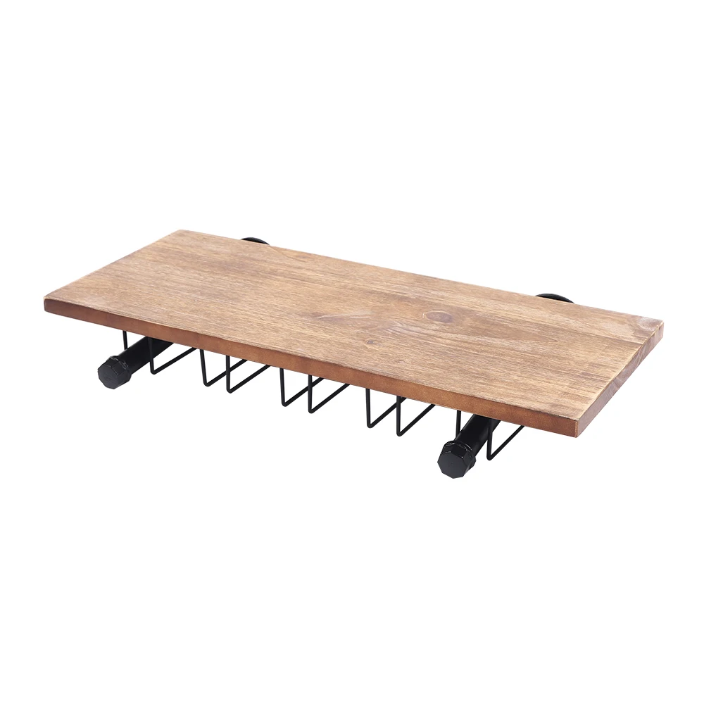 Wall-Mounted Wine Rack with Spacious Storage, Durable Pine Wood and Iron Construction, Stylish Black and Wood Design