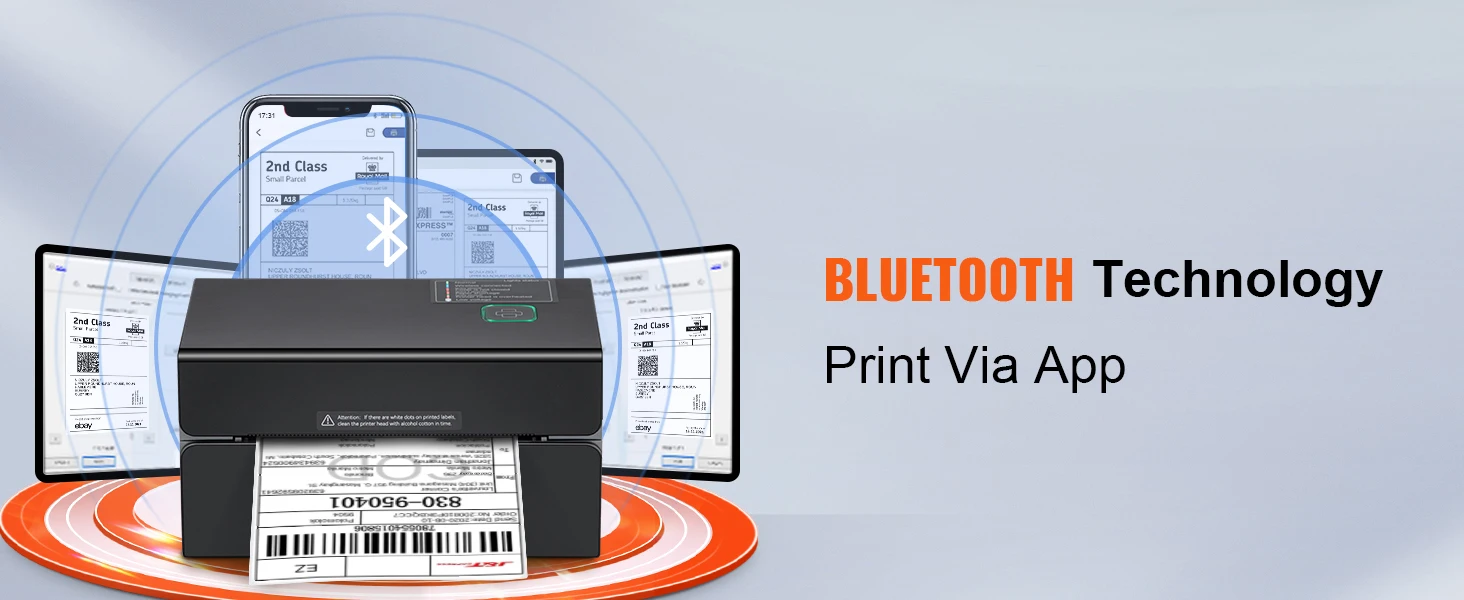 SucceBuy 300DPI Thermal Label Printer Bluetooth & Automatic Label Recognition Support Windows/Android for 4x6 Mailing Packages