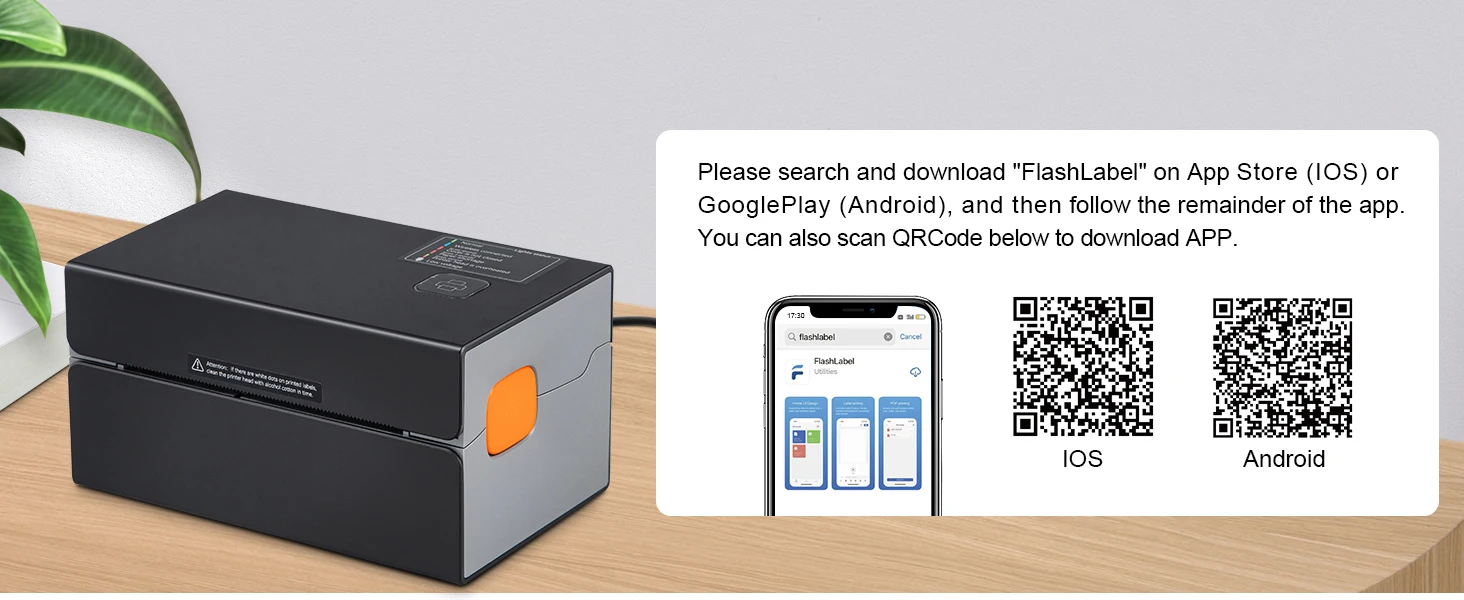 SucceBuy 300DPI Thermal Label Printer Bluetooth & Automatic Label Recognition Support Windows/Android for 4x6 Mailing Packages