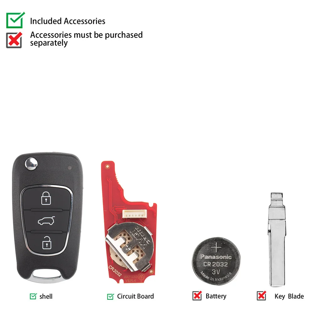 5PCS XHORSE XKHY22EN Second Generation Wired Remote Key 3 Buttons